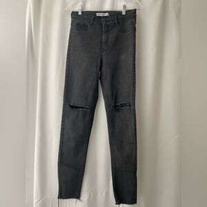 Zara Black Distressed skinny Jeans